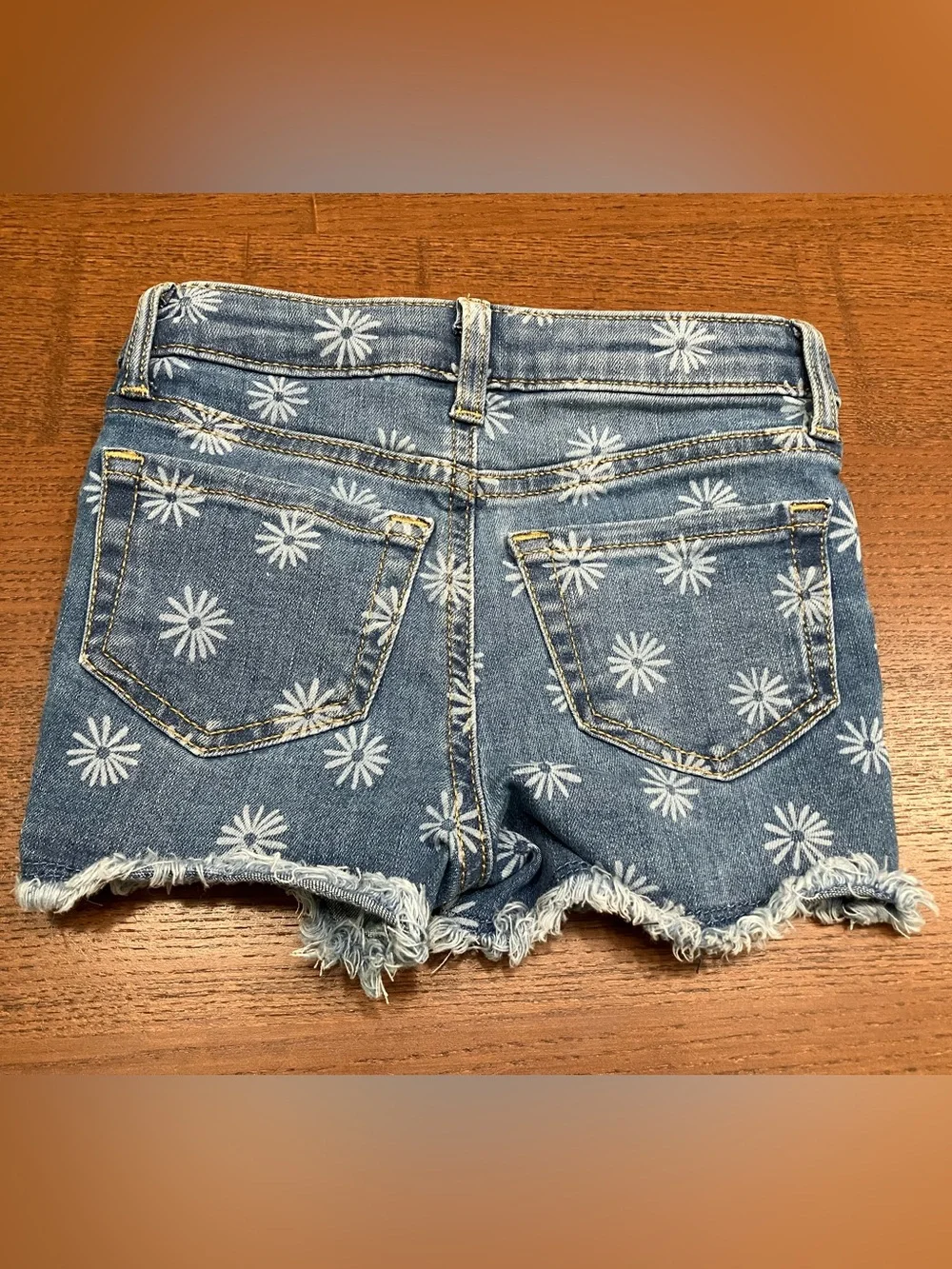 jumping beans Blue Daisy-Print Frayed-Hem Denim Shorts